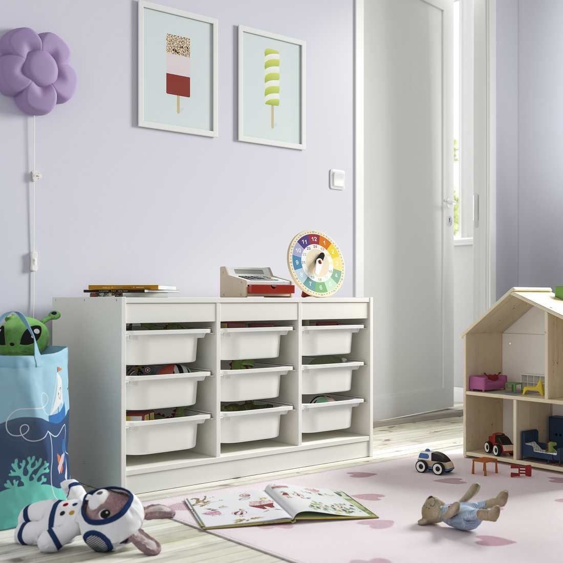 TROFAST, úložná sestava s krabicemi.