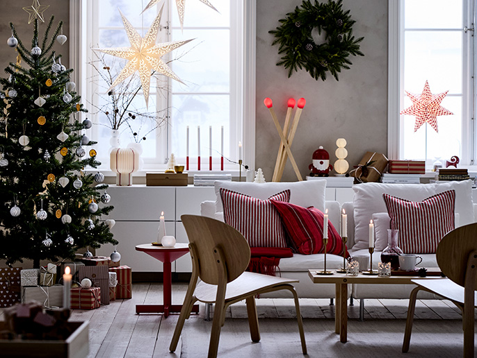 Vánoční obývací pokoj.