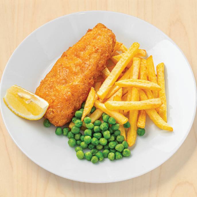 Smažená ryba s hranolky