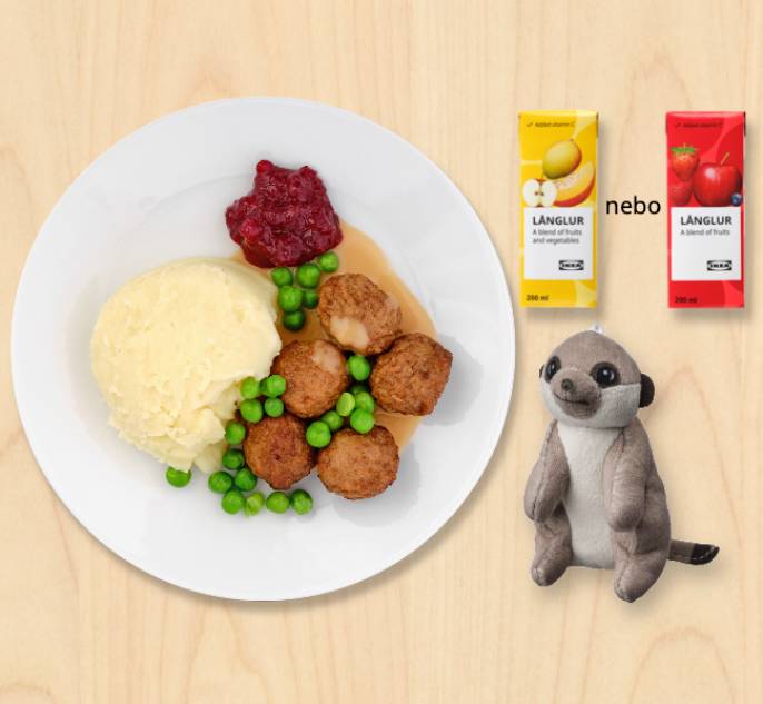 Dětské menu s plyšovou surikatou.