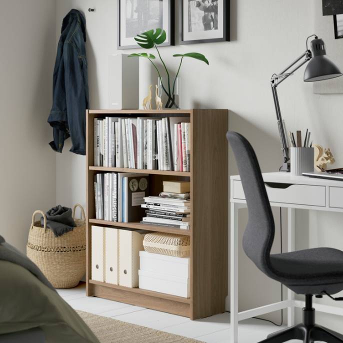 BILLY, knihovna, vzor dub.