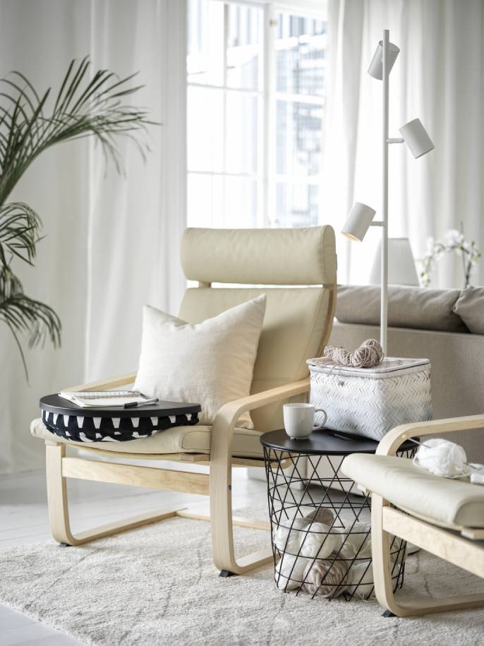 NYMÅNE, stojací lampa, 3bodová, bílá.