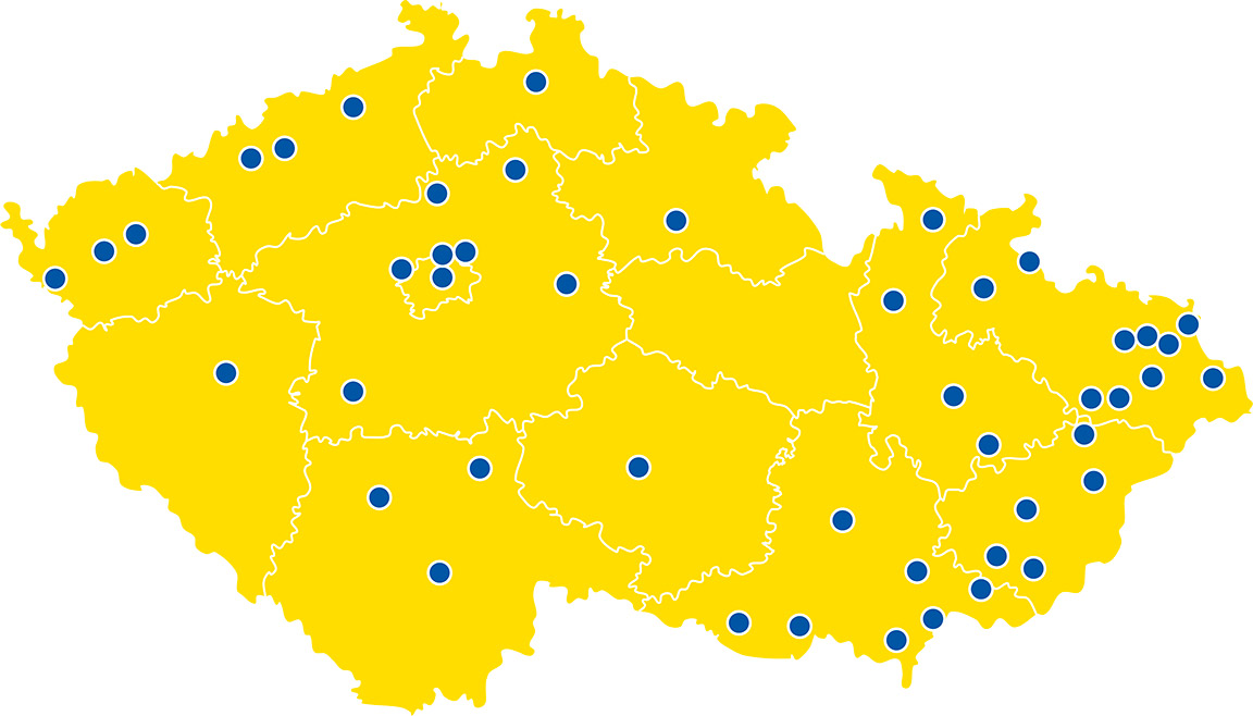 Mapa výdejních míst.