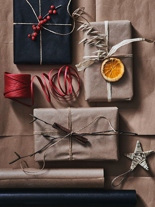 Gift wrap, boxes and ribbons